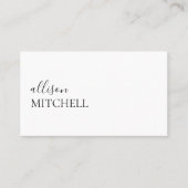 Sophisticated Trendy Girly Script Minimal White Business Card (Front)