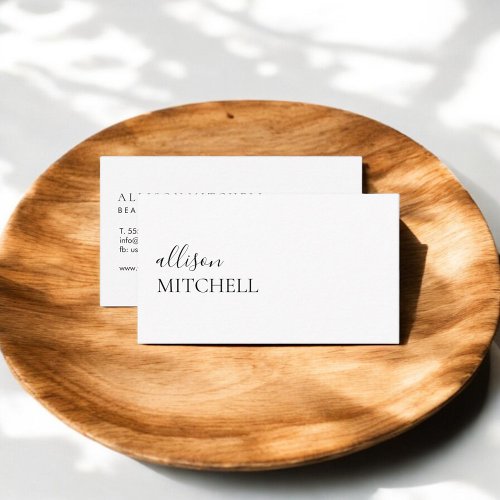 Sophisticated Trendy Girly Script Minimal White Business Card