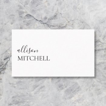 Sophisticated Trendy Girly Script Minimal White Business Card by CrispinStore at Zazzle