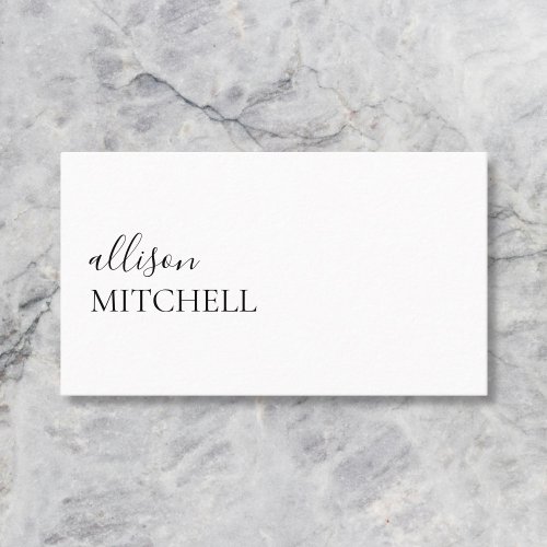 Sophisticated Trendy Girly Script Minimal White Business Card