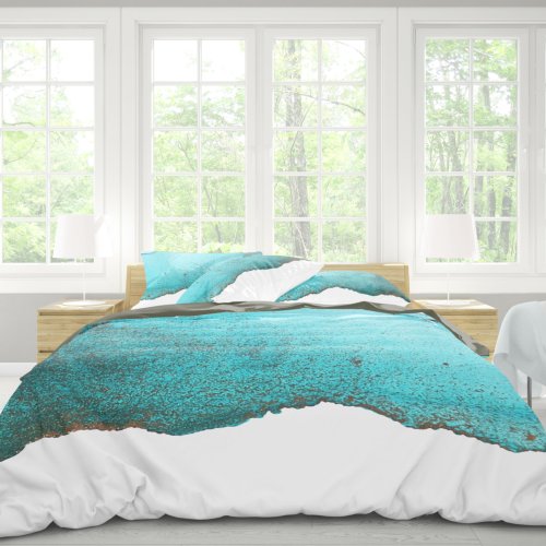 Sophisticated Turquoise Black Abstract Alcohol Ink Duvet Cover