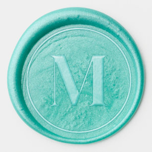 Sophisticated Turquoise Serif Emblem Seal Wax Seal Sticker