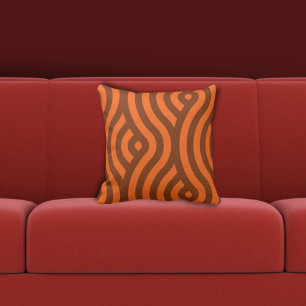 Sophisticated Two- Tone Orang Stripes Wave Pattern Throw Pillow