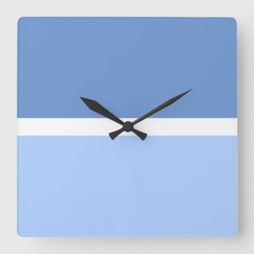 Sophisticated Two Tone Pastel Blue Color Blocks Square Wall Clock