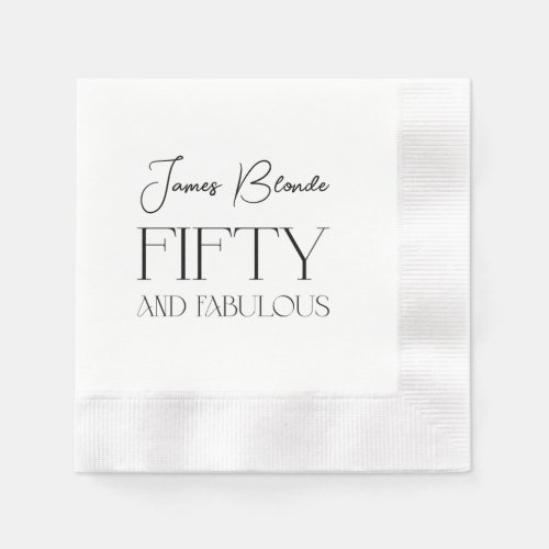 Sophisticated Typography Fiftieth Birthday Napkins