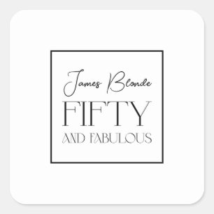 Sophisticated Unisex Add Name Fiftieth Birthday Square Sticker