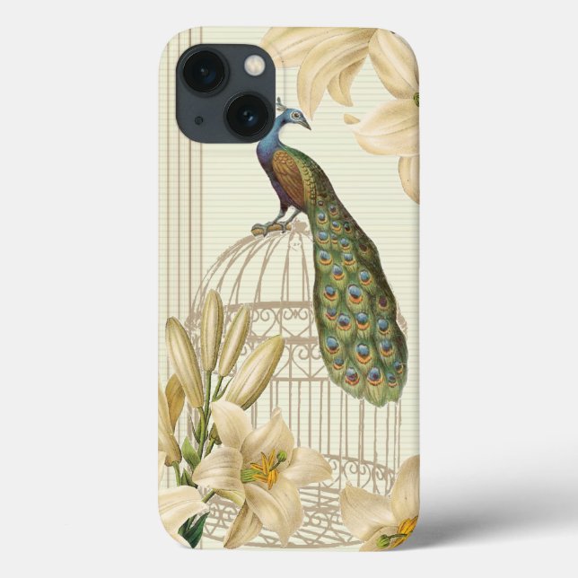 Sophisticated vintage Peacock birdCage Lily Case-Mate iPhone Case (Back)