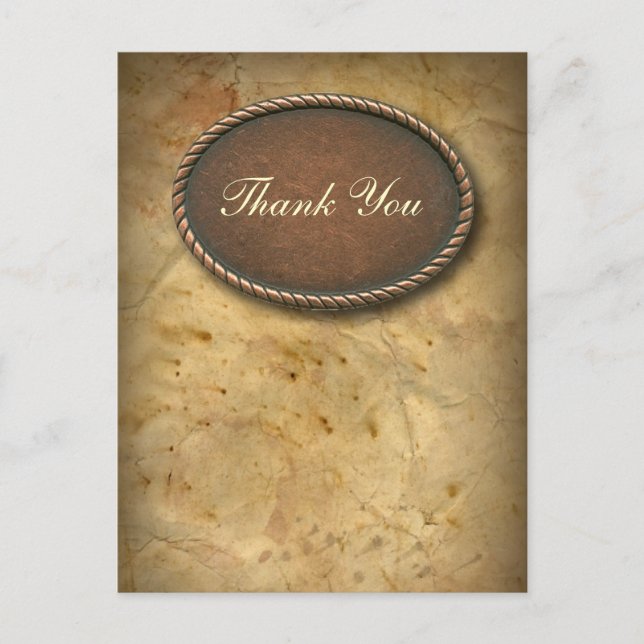 Sophisticated vintage western country thank you postcard (Front)