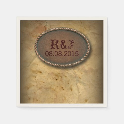 Sophisticated vintage western country wedding napkins