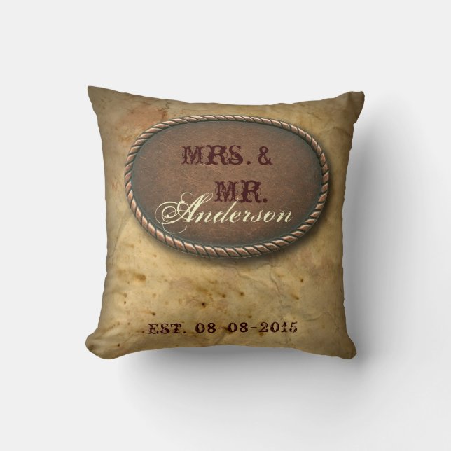 Sophisticated vintage western country wedding throw pillow (Front)
