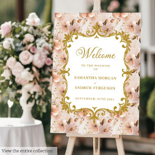 Sophisticated Wedding Welcome Sign Blush Gold