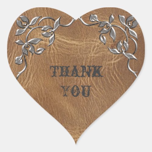 Sophisticated Western Leather Wedding Heart Sticker