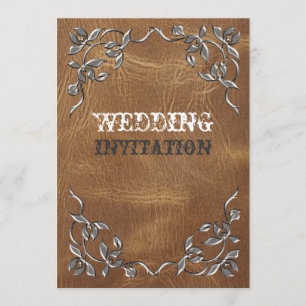 Sophisticated Western Leather Wedding invitation