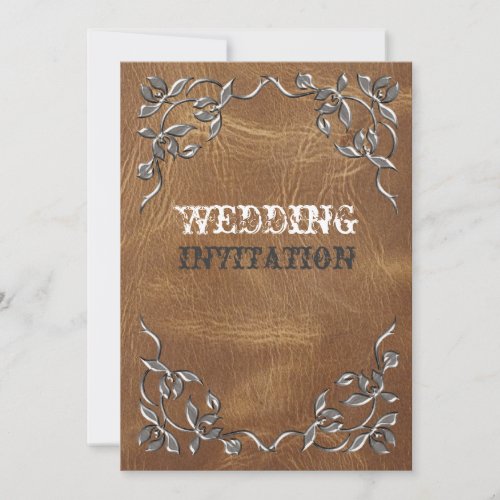 Sophisticated Western Leather Wedding invitation