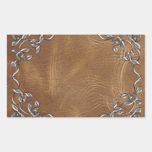 Sophisticated Western Leather Wedding Rectangular Sticker