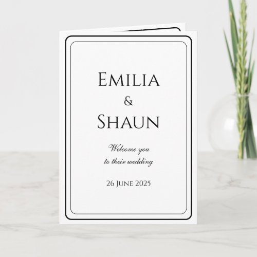 Sophisticated White and Black Wedding Programs