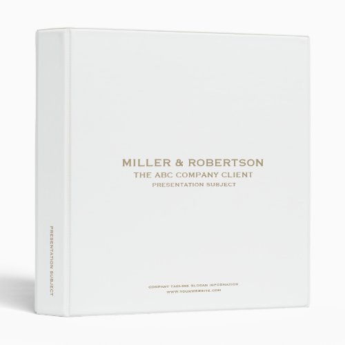 Sophisticated White and Gold Business Presentation 3 Ring Binder