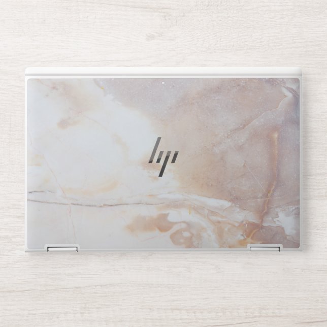 sophisticated white & copper marble HP laptop skin (Front)
