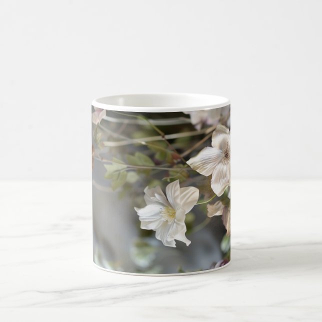 Sophisticated White Floral Mug | Pale Flowers Fine (Center)