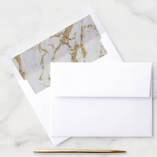 Sophisticated White  Gold Marbling Envelope Liner
