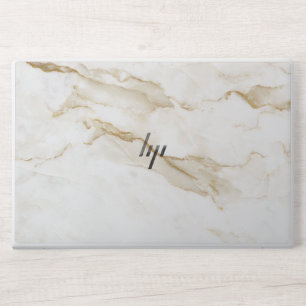 sophisticated white & golden marble HP laptop skin