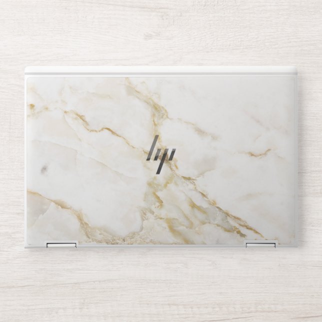 sophisticated white & golden marble HP laptop skin (Front)
