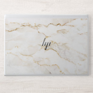 sophisticated white & golden marble HP laptop skin