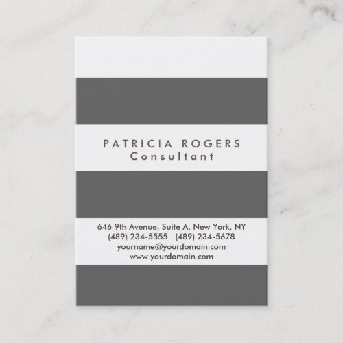 Sophisticated White Grey Striped Professional Business Card