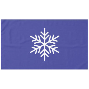 Sophisticated White Nordic Snowflake On Deep Blue Tablecloth