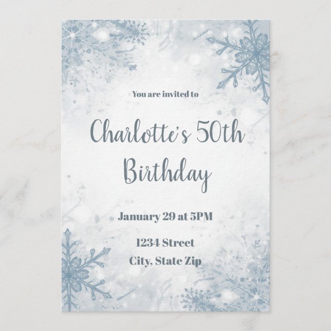 Sophisticated Winter 50th Birthday Invitation (Front)