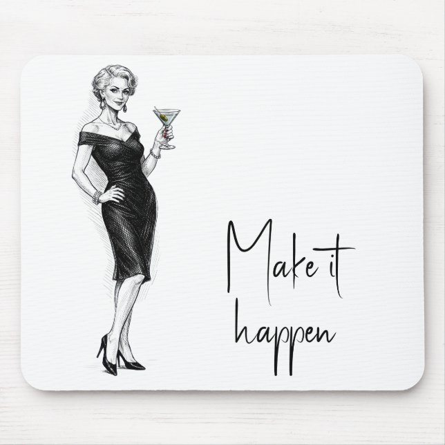 Sophisticated Woman With Martini Mouse Pad (Front)