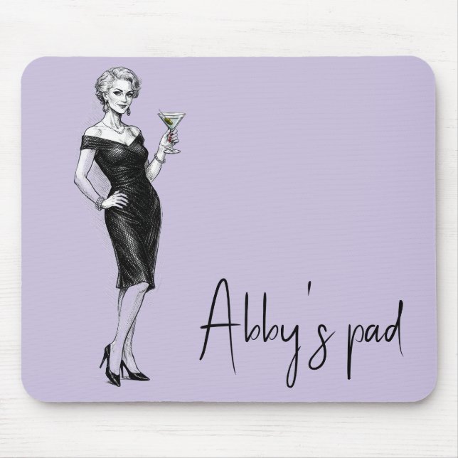 Sophisticated Woman With Martini Mouse Pad (Front)