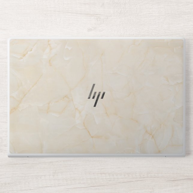 sophisticated yellow marble HP laptop skin (Front)