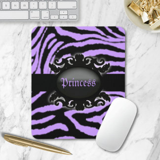 Sophisticated Zebra Print monogram Mouse Pad