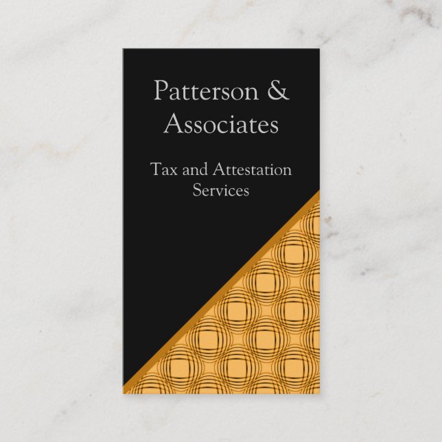 Sophistication Business Card, Orange Card (Front)