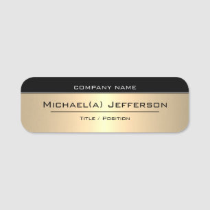 Sophistication Luxury Gold Black Professional Name Tag