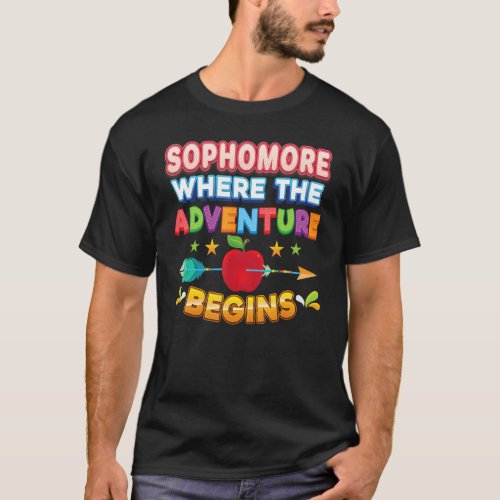 Sophomore Where The Adventure Begins Back To Schoo T_Shirt