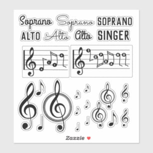 Soprano Alto Singer Music Note Treble Clef Sticker