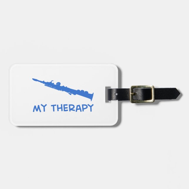 Soprano saxophone therapy luggage tag (Front Horizontal)
