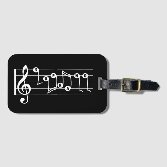 Soprano Singer Musical Luggage Tag (Black) (Front Horizontal)