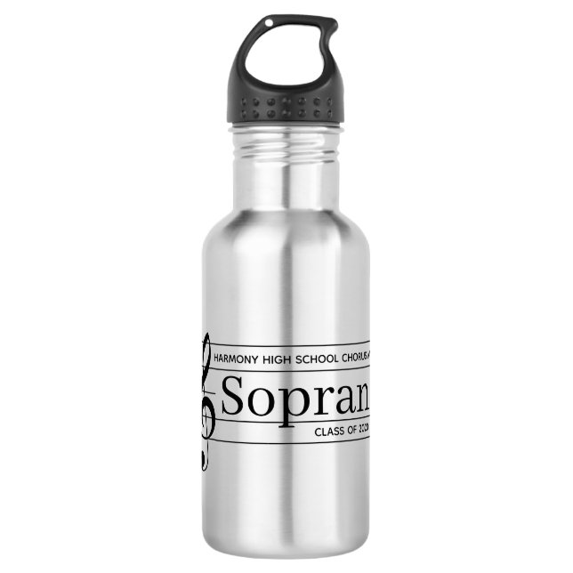 Soprano Singer Musical School Name Graduation Year Stainless Steel Water Bottle (Front)