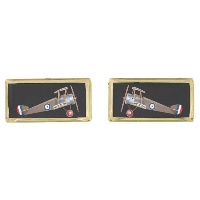 Sopwith Camel Gold Cufflinks (Front)