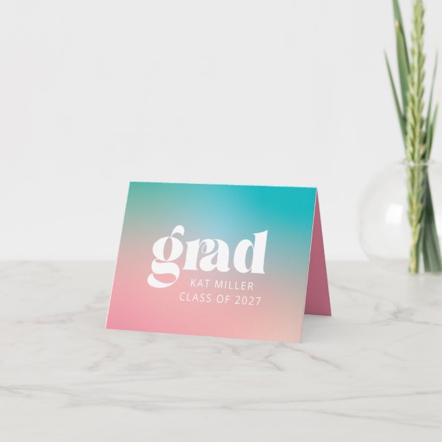 Sorbet Gradient Graduation Letterpress Thank You Card (Front)