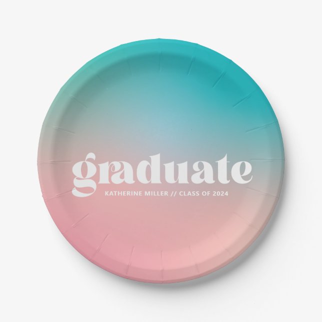 Sorbet Gradient Graduation Party Paper Plates (Front)