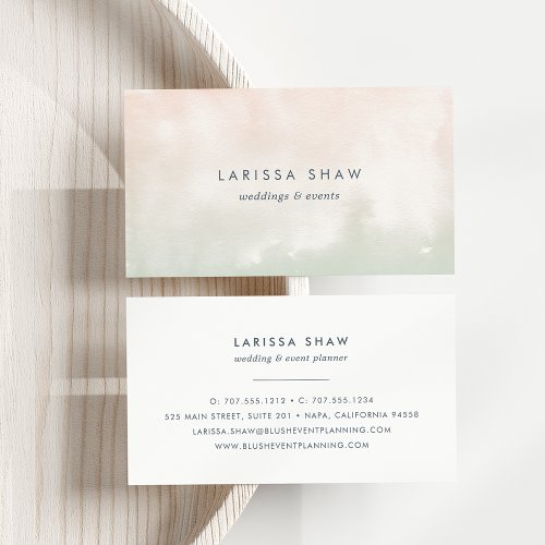 Sorbet  Peach and Pistachio Green Watercolor Business Card
