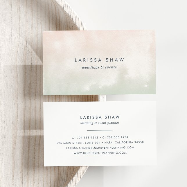 Sorbet | Peach and Pistachio Green Watercolor Business Card (Creator Uploaded)