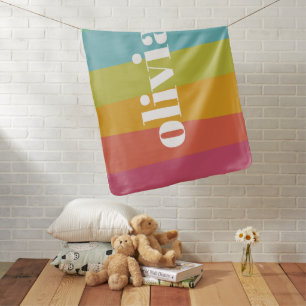 Sorbet Rainbow Colors Custom Name Summer Baby Blanket