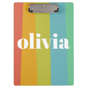Sorbet Rainbow Colors Custom Name Summer Clipboard