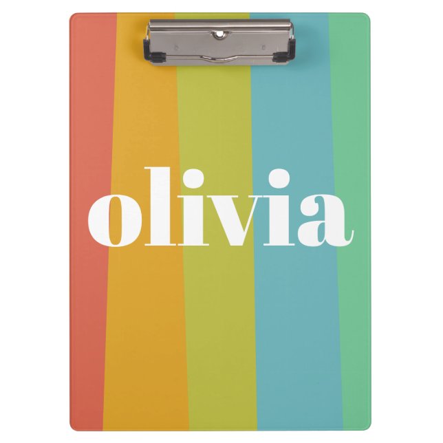 Sorbet Rainbow Colors Custom Name Summer Clipboard (Front)