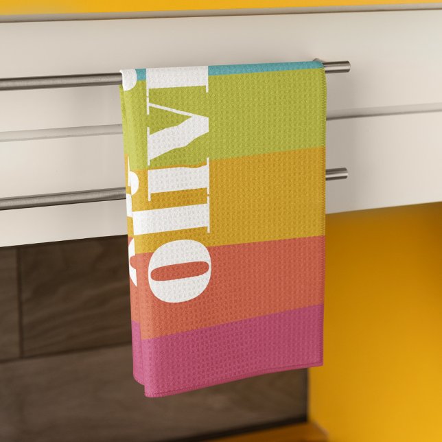 Sorbet Rainbow Colors Custom Name Summer Kitchen Towel (Creator Uploaded)